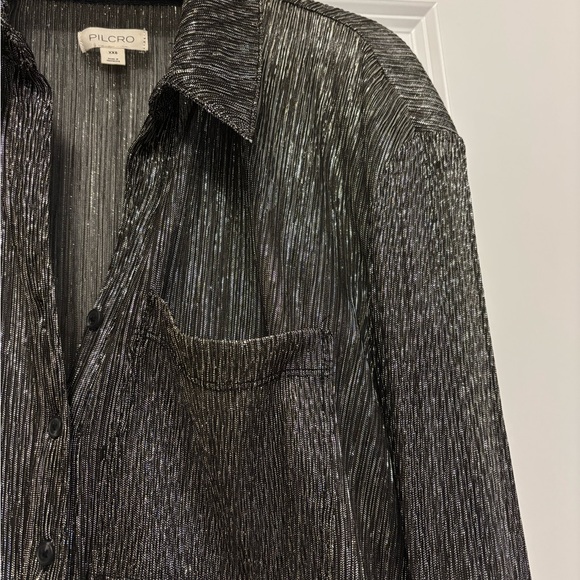 Metallic Sheer Button-Up Shirt - Picture 2 of 3